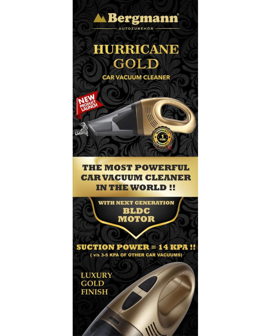 Bergmann Hurricane GOLD Car Vacuum Cleaner with BLDC Motor | Brushless