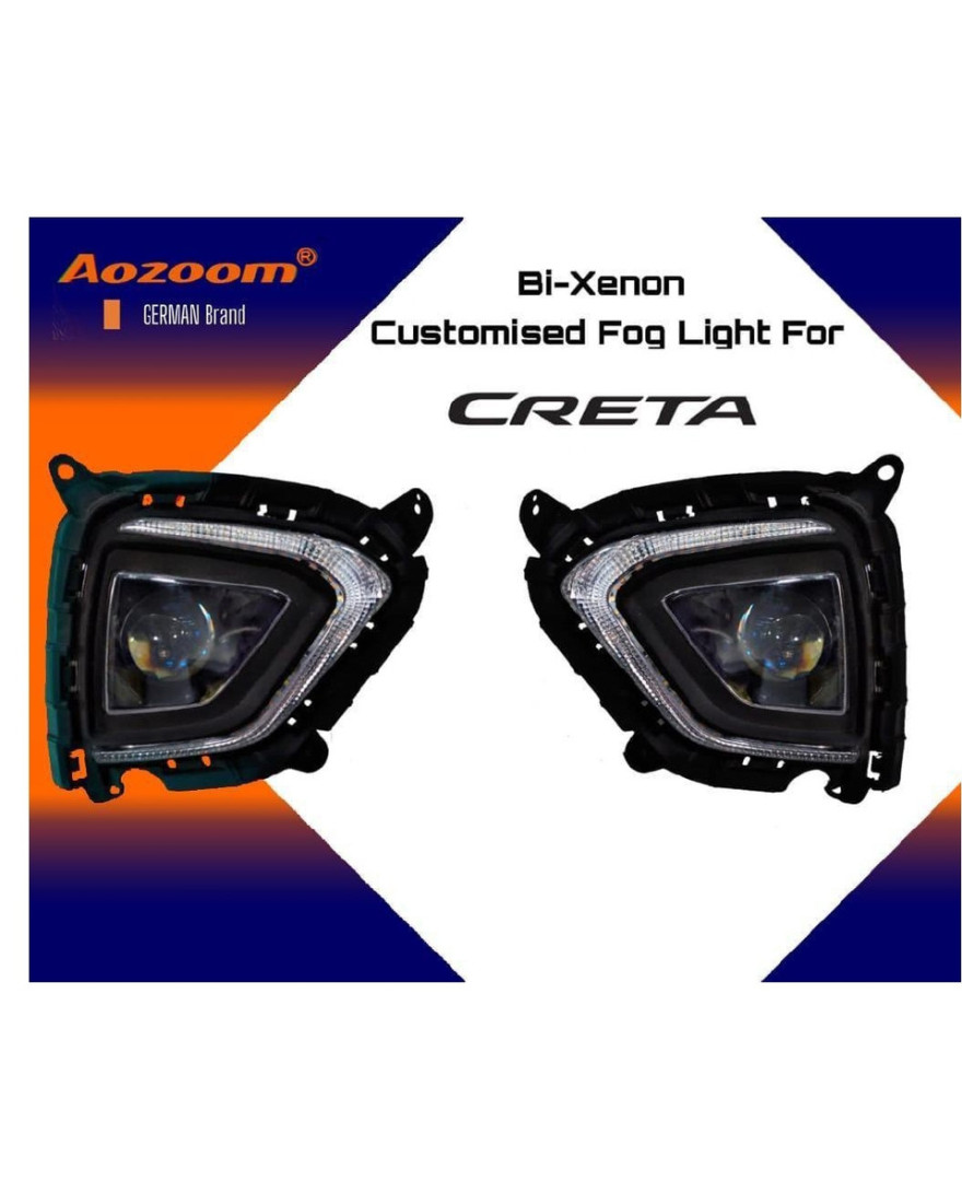 Carsutra VV 03 | 3 Inches Universal LED Fog Light With Projector Module With DRL For Creta 2018 | Power Low Beam 30W,High Beam 46W | OE Finish | ABS Plastic Bracket | Set of 2 Pcs
