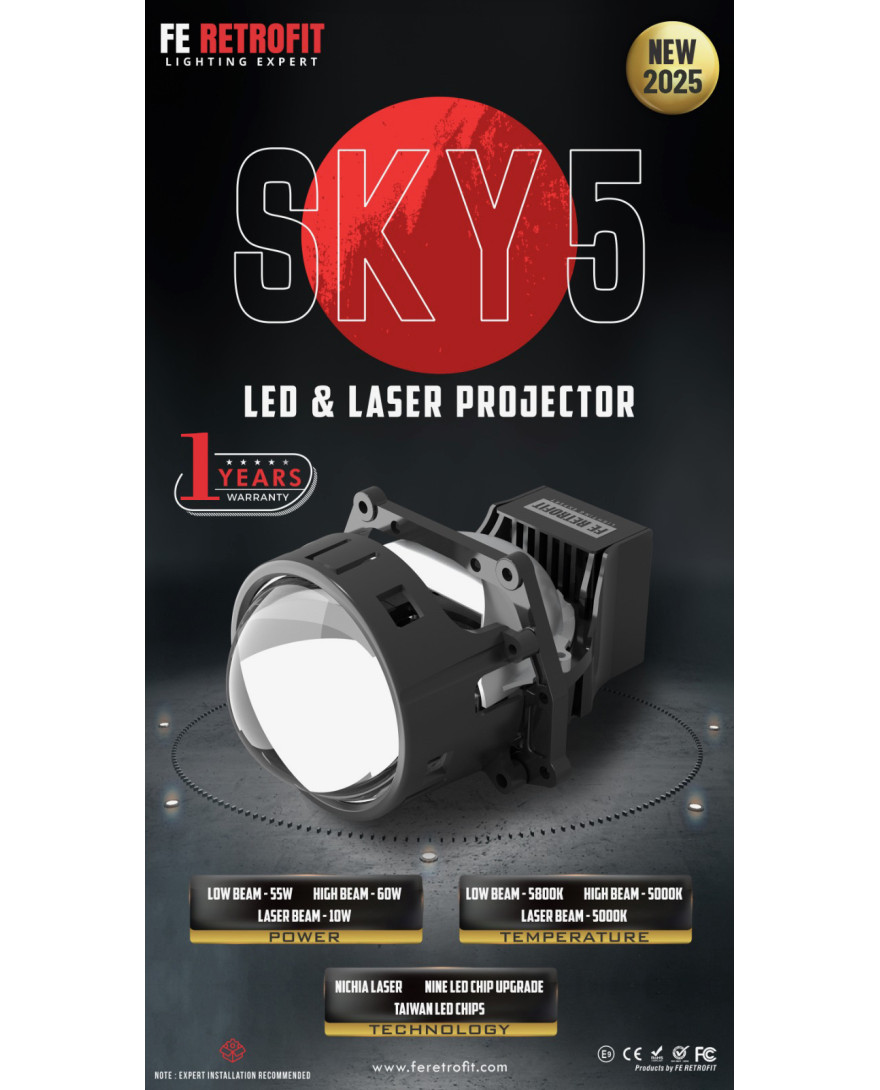 Fe Retrofit Headlight Projector SKY5  BI LED LASER PROJECTOR LENS 3 INCH