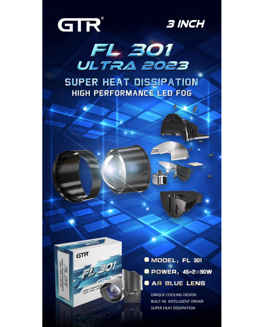 GTR Bi-LED 3 inch Projector Fog Lamp with High/ Low Beam