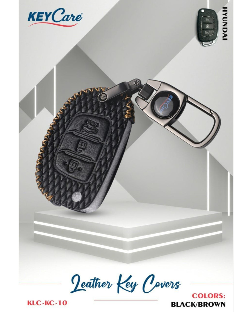 Key Care KLC 10 Silicon Car Key Cover Fit for Hyundai Aura, i10,i20,Xcent 2019 | Black