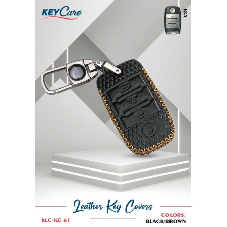 Key Care KLC 61 Silicon Car Key Cover Fit for KIA Sonet 2020, Seltos 2020+ | Brown