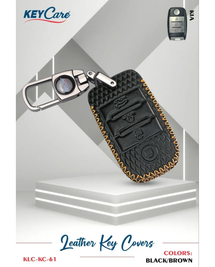 Key Care KLC 61 Silicon Car Key Cover Fit for KIA Sonet 2020, Seltos 2020+ | Brown