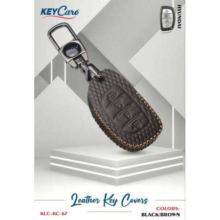 Key Care KLC 67 Silicon Car Key Cover Fit for Hyundai Creta 2018-21, Alcazar | Black