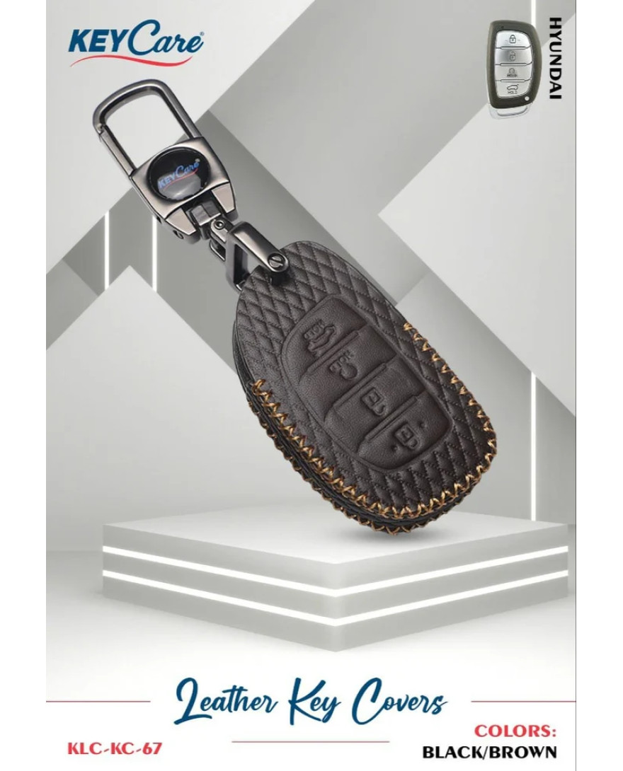 Key Care KLC 67 Silicon Car Key Cover Fit for Hyundai Creta 2018-21, Alcazar | Black