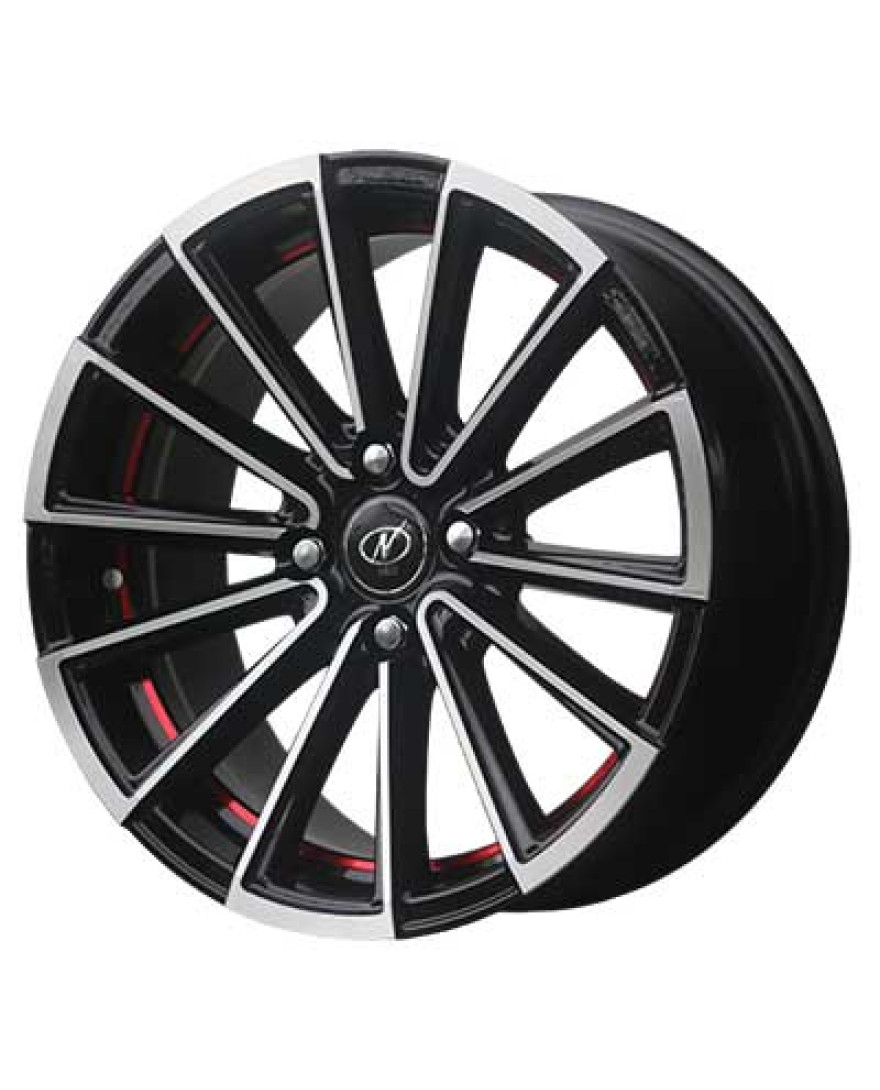 NeoWheel Shastra 16 Inch Black Machined Under Cut Red BMUCR finish PCD 4x100 | Size 16X7 Inch