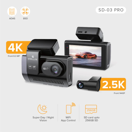 STELLAR SD-03 PRO 4K FRONT 2.5K REAR DASHCAM STELLAR SD-03 PRO 4K FRONT 2.5K REAR DASHCAM