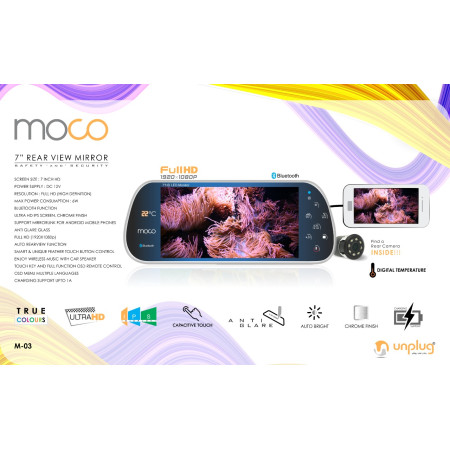 MOCO M-03 MIRROR SCREEN 7" WITH LED CAMERA & TEMP DISPLAY