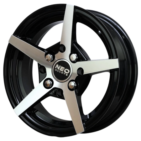 NeoWheel Techno 12 Inch Black Machined BM finish PCD 8x100/114.3 | Size 12X4 inch NeoWheel Techno 12 Inch Black Machined BM finish PCD 8x100/114.3 | Size 12X4 inch