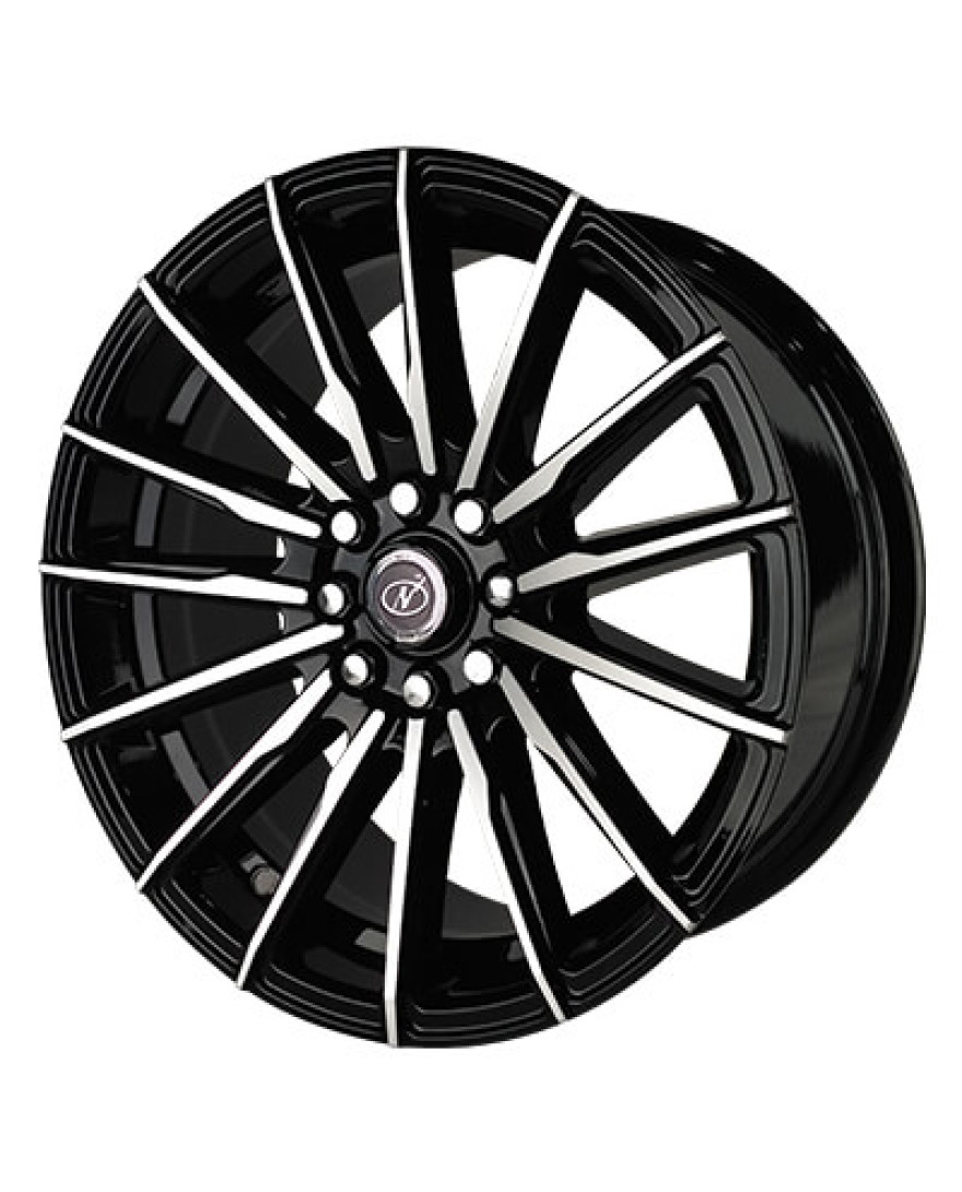 NEO WHEELS MATRIX 14inch X 6inch BLACK MACHINED(BM) Finish 8 Holes Alloy Wheels (PCD-100/108mm) (set of 4)