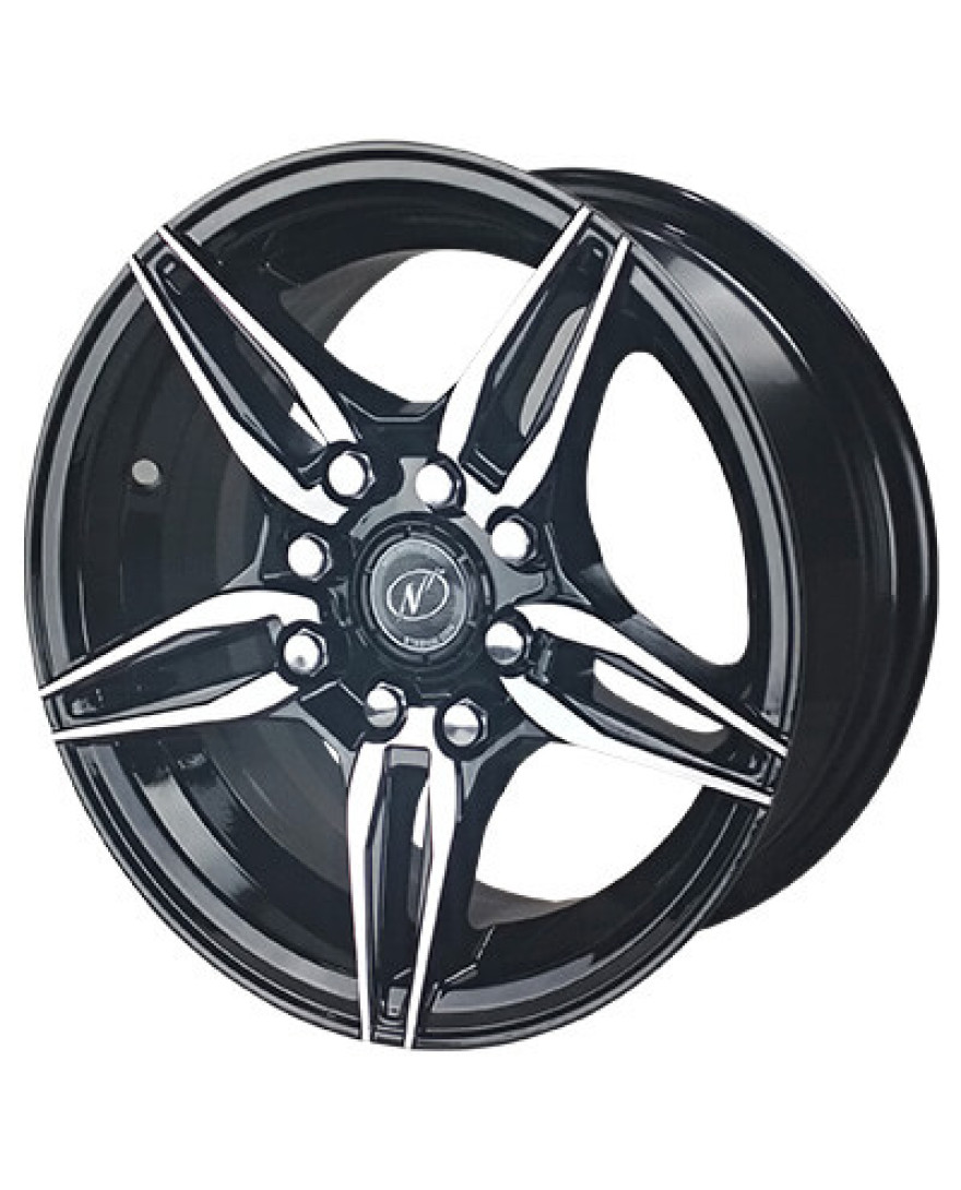 NEO WHEELS Split 14inch X 6inch Black Machined (BM) Finish 8 Holes Alloy Wheels (PCD-100mm) (set of 4)