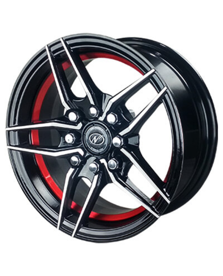 NEO WHEELS Split 14inch X 6inch Black Machined Under Cut Red(BMUCR) Finish 8 Holes Alloy Wheels (PCD-100mm) (set of 4)