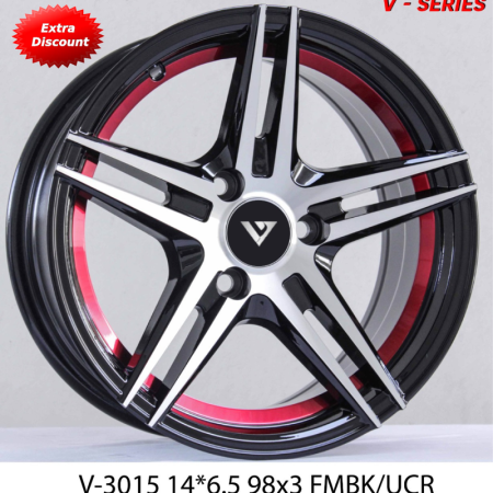V Series 14 inch wheel 14X6.5 V-3015 FMBK/UCR (set of 4)