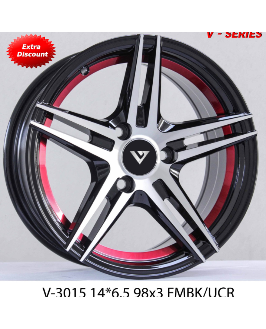 V Series 14 inch wheel 14X6.5 V-3015 FMBK/UCR (set of 4)