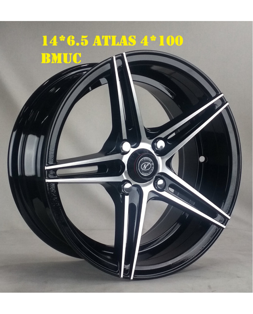 Atlas in Black Machined Under Cut finish. The Size of alloy wheel is 15 inch and the PCD is 5x114.3(SET OF 4)