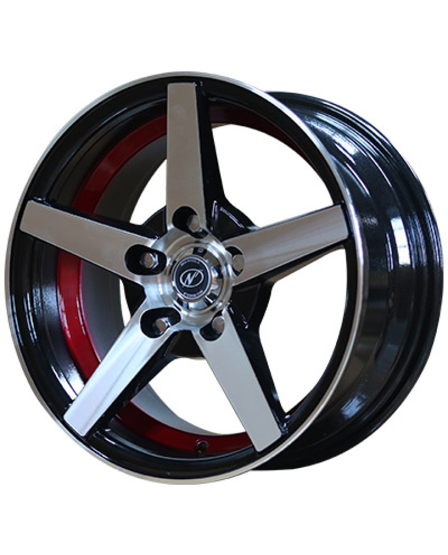 Carbon in Black Machined UnderCut Red finish. The Size of alloy wheel is 15x7 inch and the PCD is 5x114.3(SET OF 4)