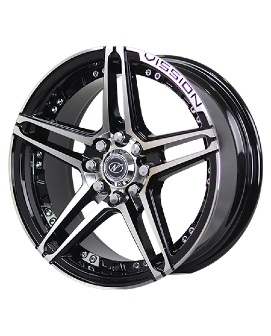 Grace in Black Machined + with Rivets finish. The Size of alloy wheel is 15x6.5 inch and the PCD is 8x100/108(SET OF 4)