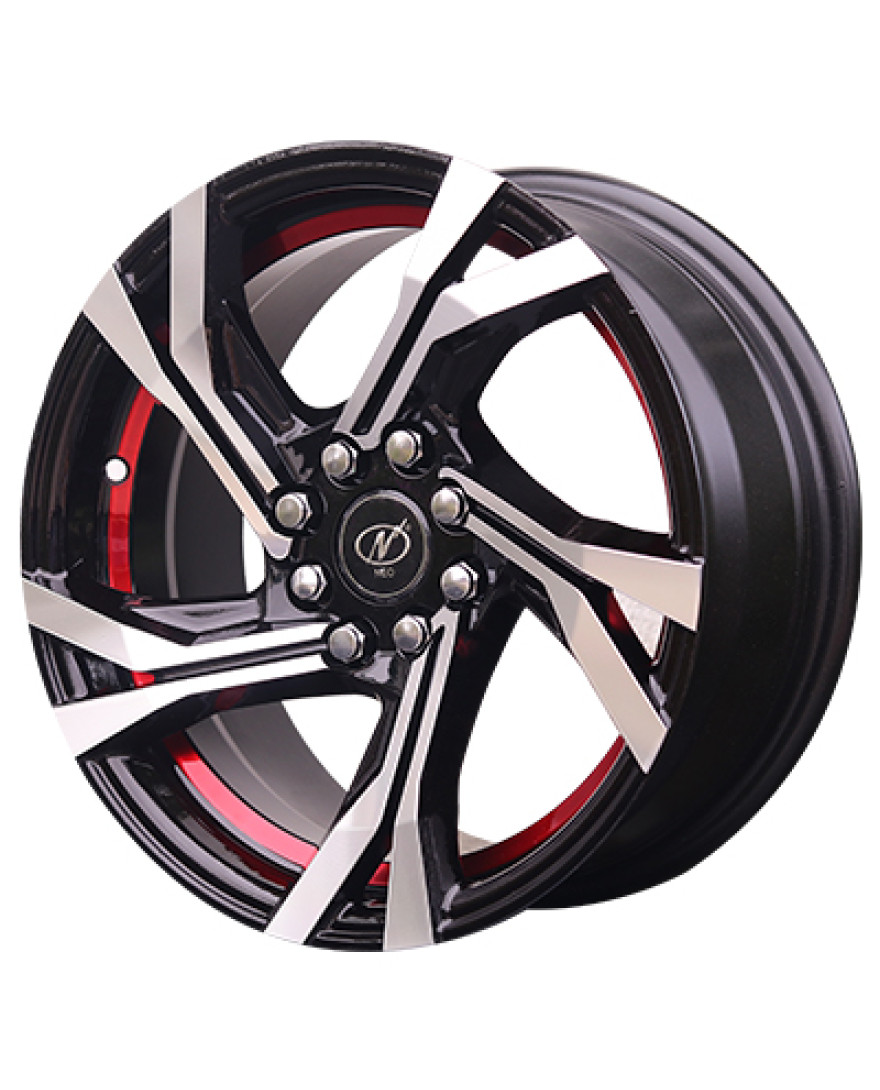 Smart in Black Machined Undercut Red finish. The Size of alloy wheel is 15x6.5 inch and the PCD is 8x100/108(SET OF 4)