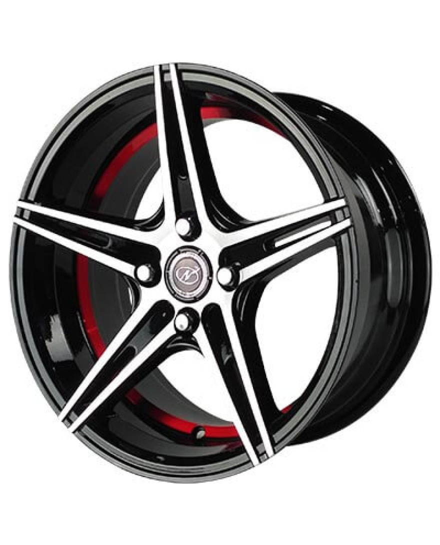NEO WHEELS Atlas 16inch X 7inch Black Machined Under Cut Red (BMUCR) Finish 4 Holes Alloy Wheels (set of 4)