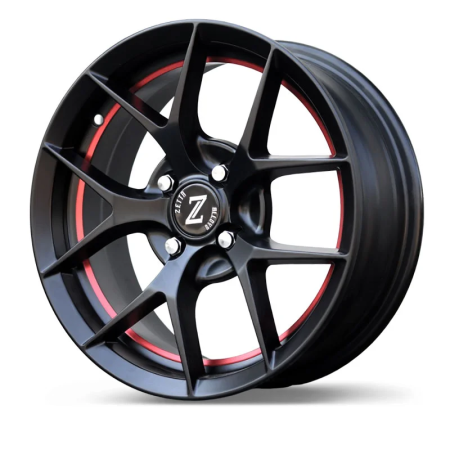 Zetta Alloy Wheels SOS-100 16 Inch Satin Black Under Cut Red SBUCR finish PCD 4x100 | Size 16x6.5 Inch