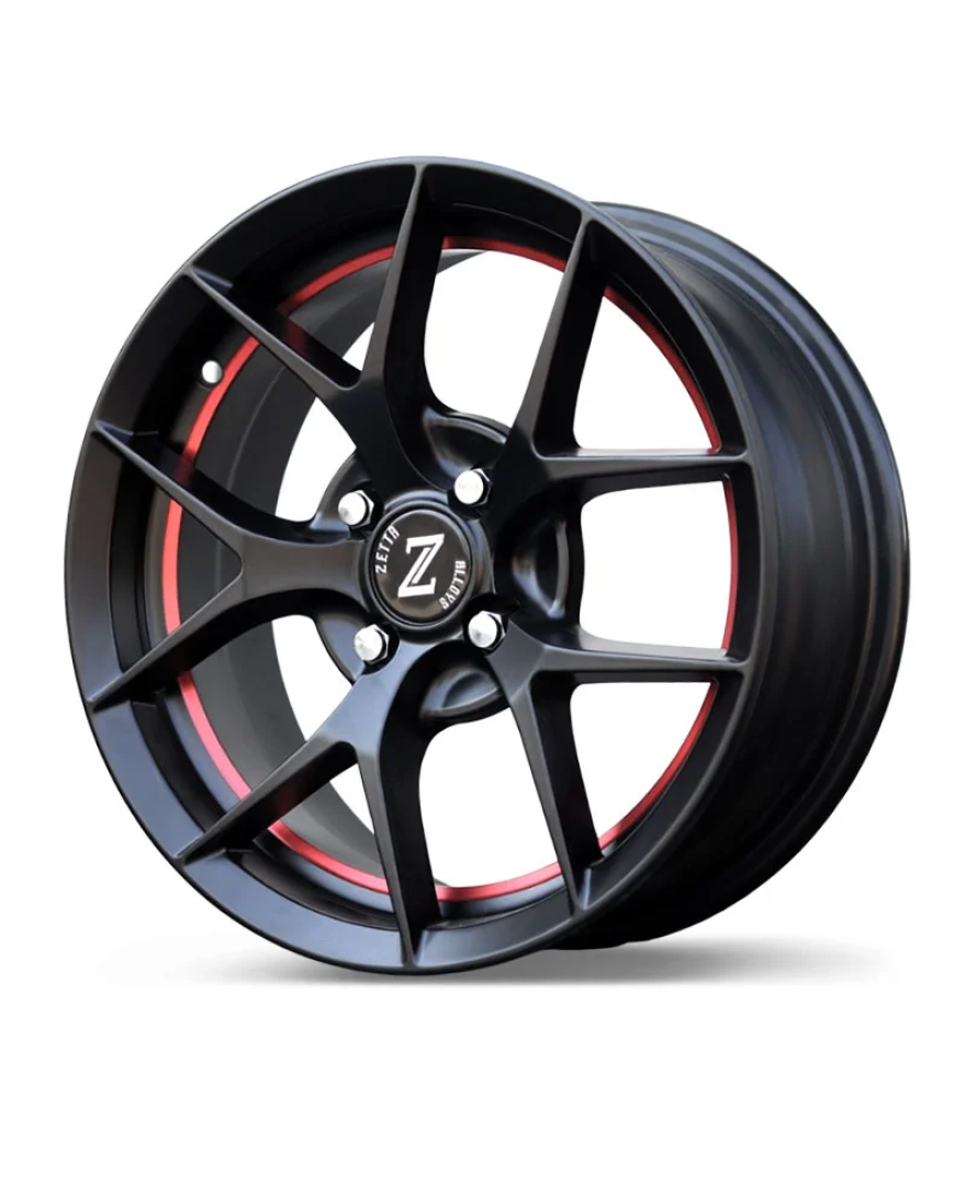 Zetta Alloy Wheels SOS-100 16 Inch Satin Black Under Cut Red SBUCR finish PCD 4x100 | Size 16x6.5 Inch