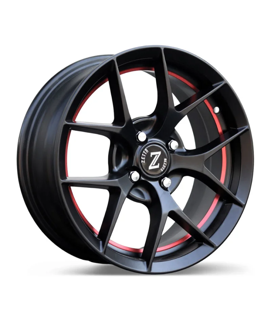 Zetta Alloy Wheels SOS-100 16 Inch Satin Black Under Cut Red SBUCR finish PCD 4x100 | Size 16x6.5 Inch