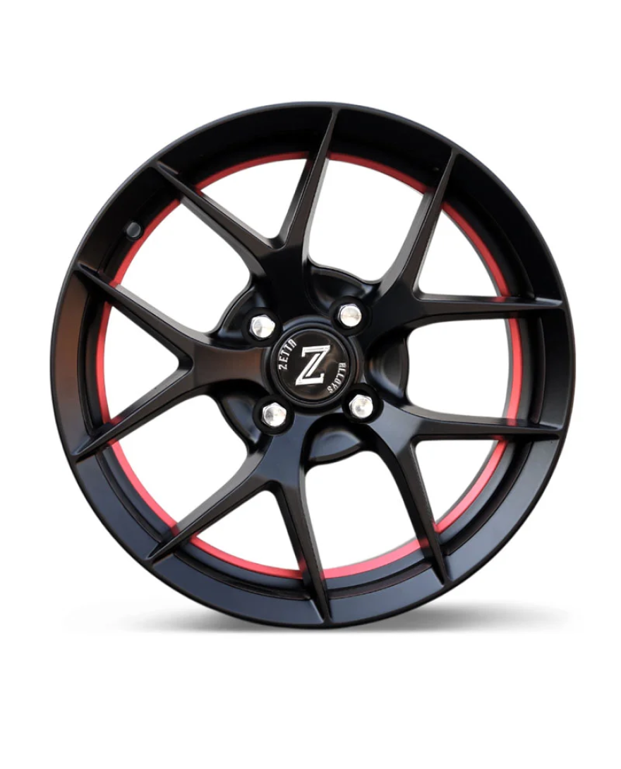 Zetta Alloy Wheels SOS-100 16 Inch Satin Black Under Cut Red SBUCR finish PCD 4x100 | Size 16x6.5 Inch