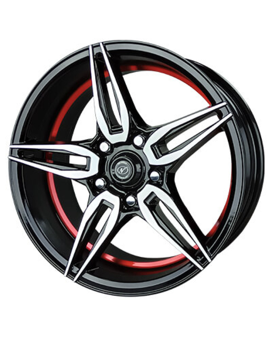 Steam in Black Machined Undercut Red finish. The Size of alloy wheel is 16x7 inch and the PCD is 5x114.3