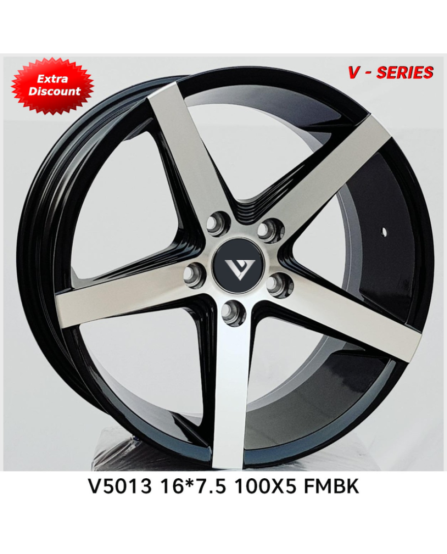 V-5013 in FMBK.The Size of alloy wheel is 16x7.5 inch and the PCD is 5x100