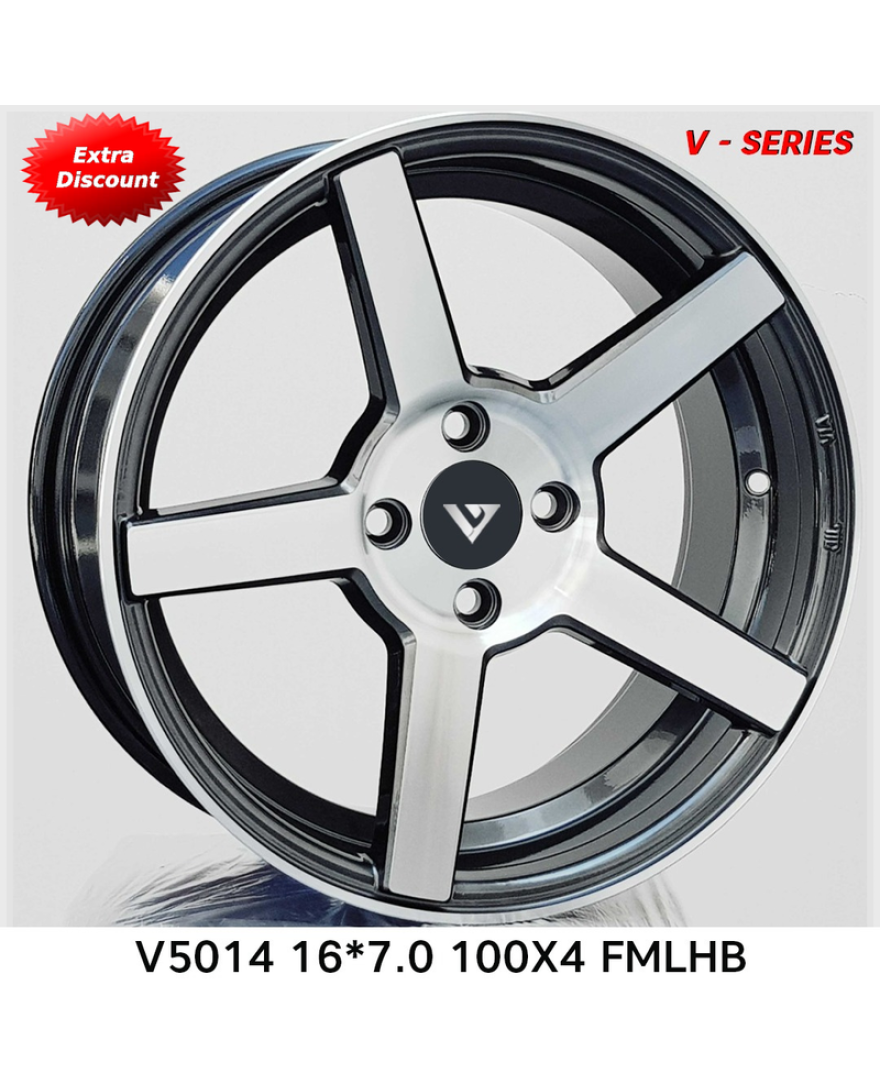 V-5014 in FMLHB.The Size of alloy wheel is 16x7 inch and the PCD is 4x100