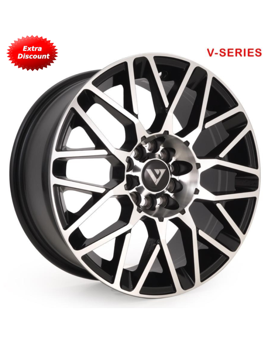 V-5117 in Black Machined finish. The Size of alloy wheel is 16x7.5 inch and the PCD is 8x100/108(SET OF 4)