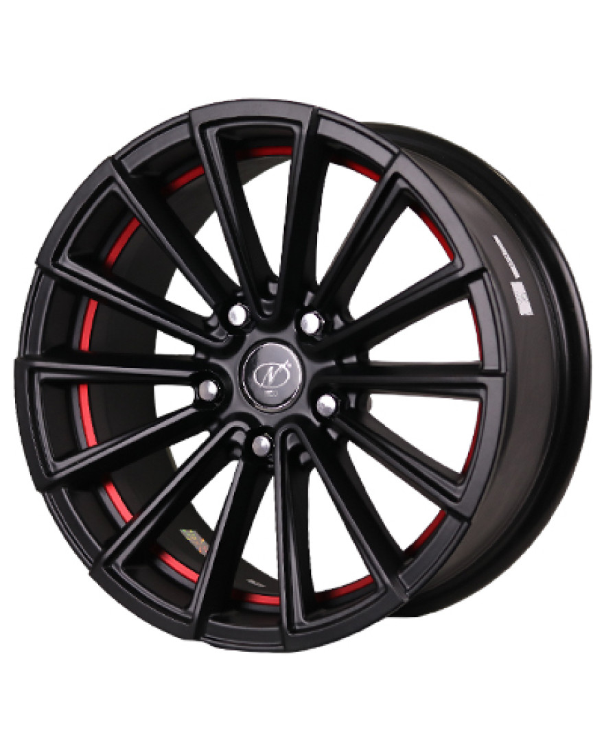 NEO WHEELS Shastra 16inch X 7inch Black Full Satin Under Cut Red Finish 5 Holes Alloy Wheels (set of 4)