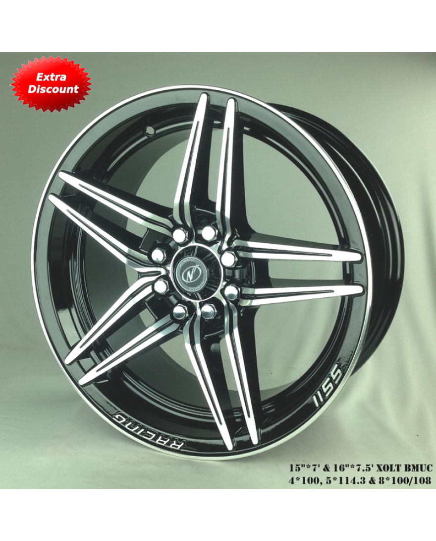 Xolt in Black Machined Undercut finish. The Size of alloy wheel is 16x7.5 inch and the PCD is 5x114.3(SET OF 4)