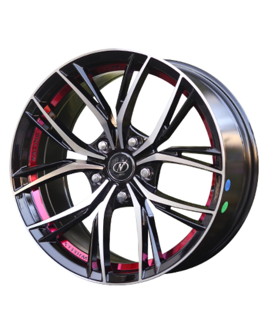 Arc in Black Machined Undercut Red finish. The Size of alloy wheel is 17x8 inch and the PCD is 5x114(SET OF 4)