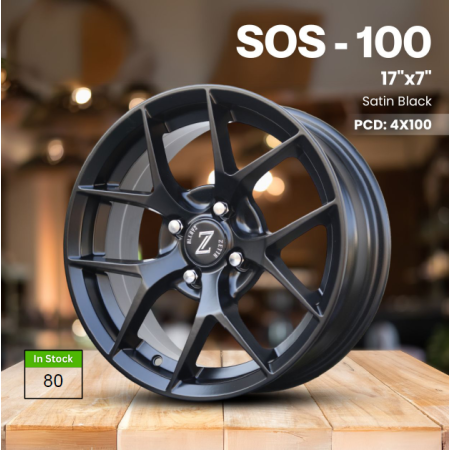 Zetta Alloy Wheels SOS-100 17 Inch Satin Black SB finish PCD 4x100 | Size 17x7 Inch