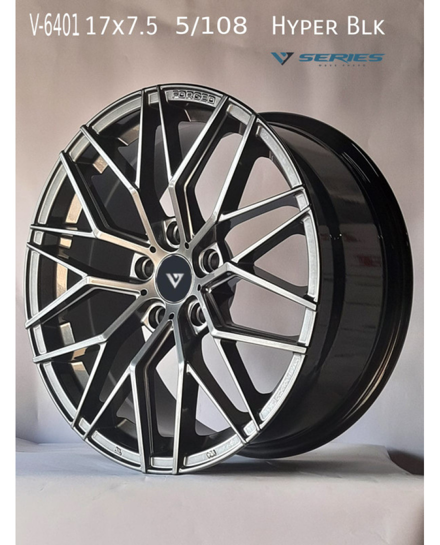 V-6401in HB finish. The Size of alloy wheel is 17x7.5 inch and the PCD is 5x108(SET OF 4)