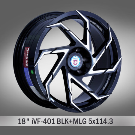 iVF-401 in BLK+MLG finish. The Size of alloy wheel is 18x9 inch and the PCD is 5x114.3(SET OF 4)
