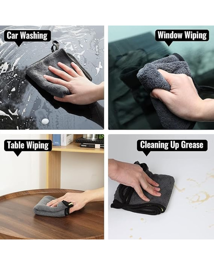 Audio Wheels Microfiber Towels for Cars, 2 Pack Soft and Absorbent Car Drying Towel, 40X40 CM 600gsm, Dual-Sided Microfiber Cleaning Cloth car Towel Set for Cleaning, Detailing, Household