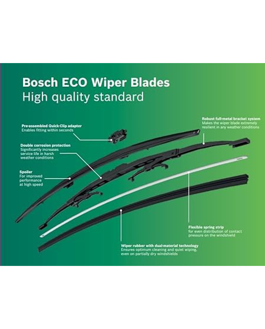 Bosch | ECO Set of 2 | Economical Metal Wiper Blade | Size 13.5 Inch