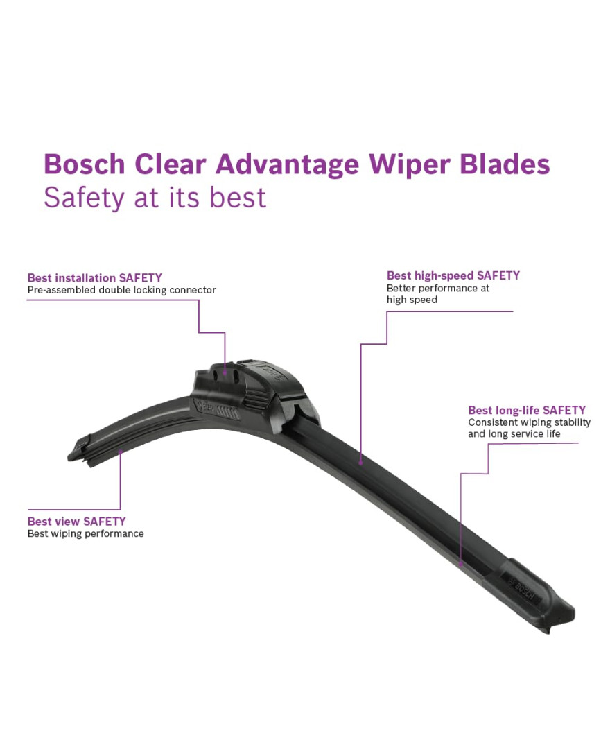 Bosch | CLEAR Advantage Single | Flat Blade Performance Wiper Blade | Size 16 Inch