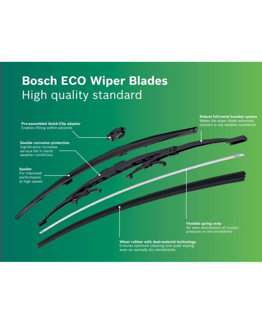 Bosch | ECO Single | Economical Metal Wiper Blade | Size 12 Inch | 300mm