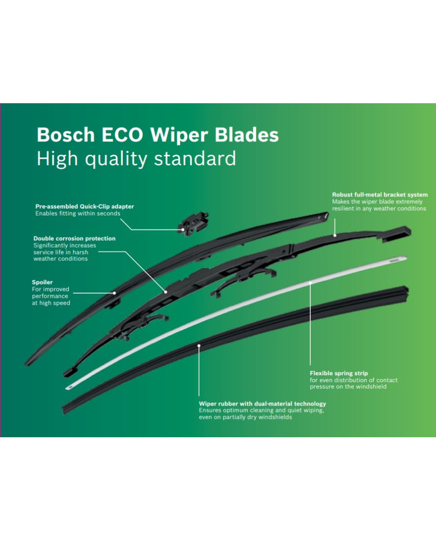 Bosch | ECO Single | Economical Metal Wiper Blade | Size 14 Inch | 350mm