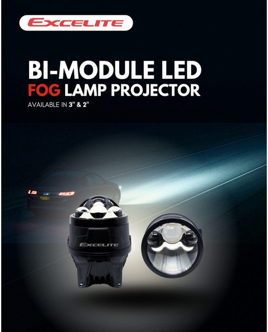 Excelite 3 Inch BI Moduled Led Fog Lamp Projector 3 EYE Laser-5500K | 8006 | Suitable For Universal