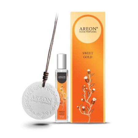Areon Sweet Gold 20 ml Car Haging Ceramic Disc Premium Home/Car Air Freshener | ACD01 Areon Sweet Gold 20 ml Car Haging Ceramic Disc Premium Home/Car Air Freshener | ACD01