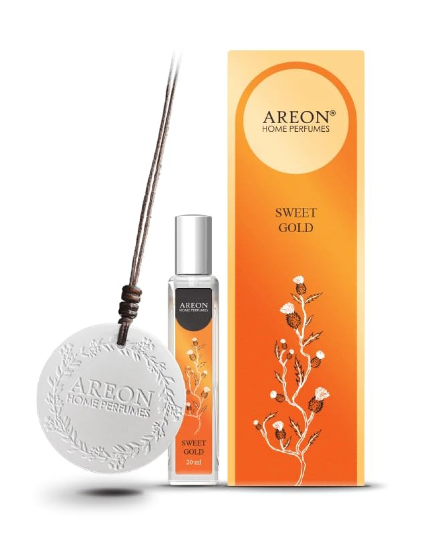 Areon Sweet Gold 20 ml Car Haging Ceramic Disc Premium Home/Car Air Freshener | ACD01
