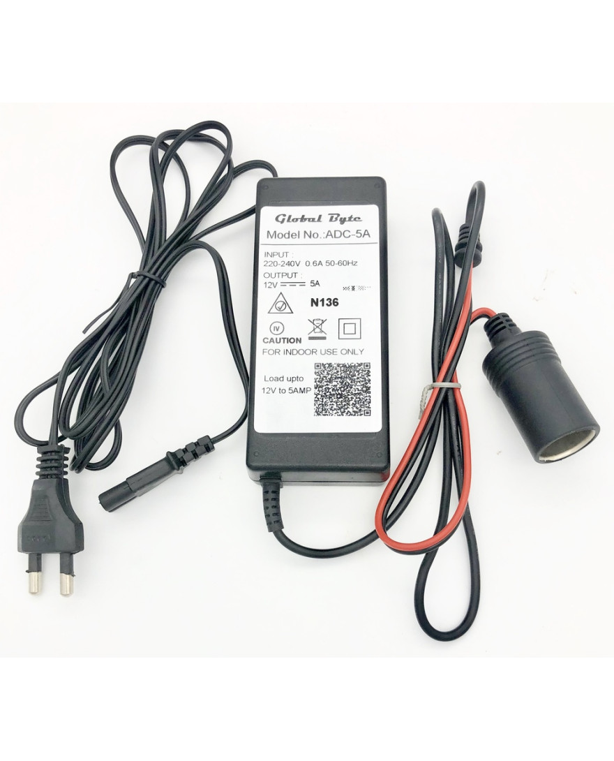 Power Socket with 12V-5A AC Adapter