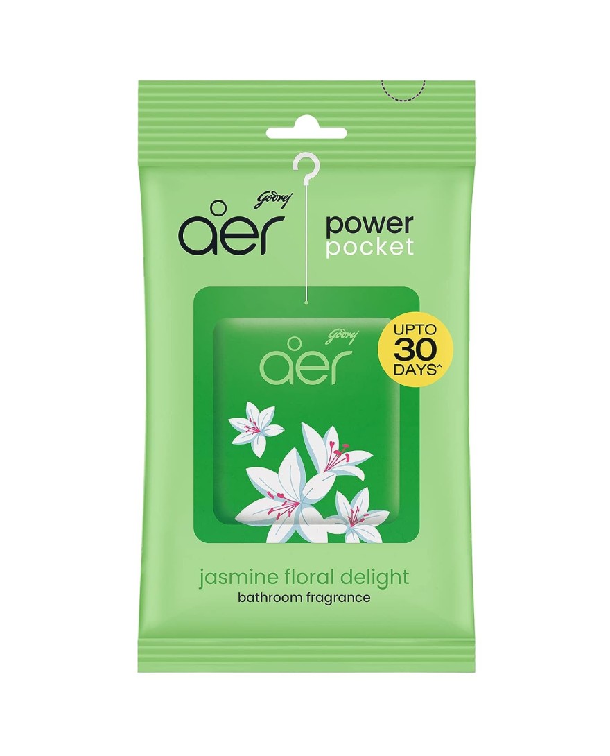 Godrej aer Power Pocket Bathroom Freshener | FRESH LUSH GREEN |10g | Lasts up to 30 days | Germ Protection
