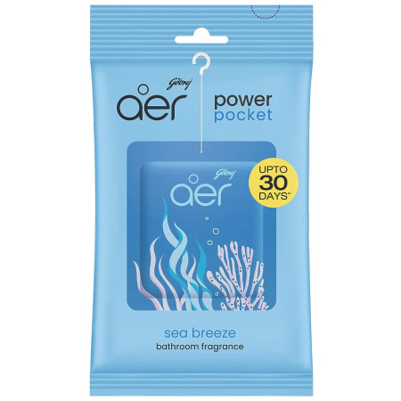 Godrej aer Power Pocket Bathroom Freshener | SEA BREEZE |10g | Lasts up to 30 days | Germ Protection
