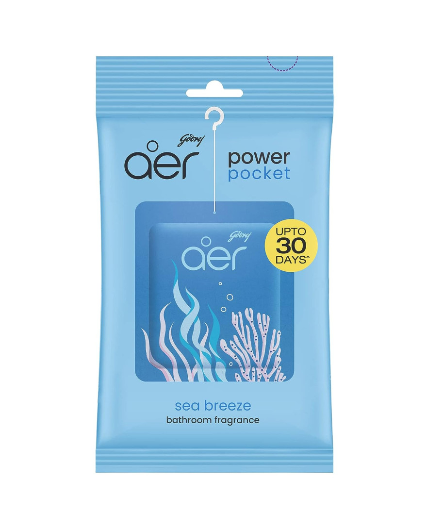 Godrej aer Power Pocket Bathroom Freshener | SEA BREEZE |10g | Lasts up to 30 days | Germ Protection