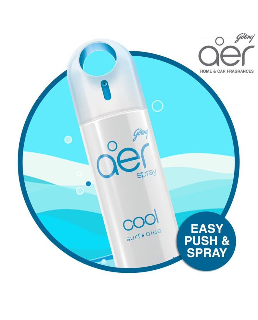 Godrej aer Spray | Room Freshener for Home And Office | COOL SURF BLUE |220 ml | Long Lasting Fragrance